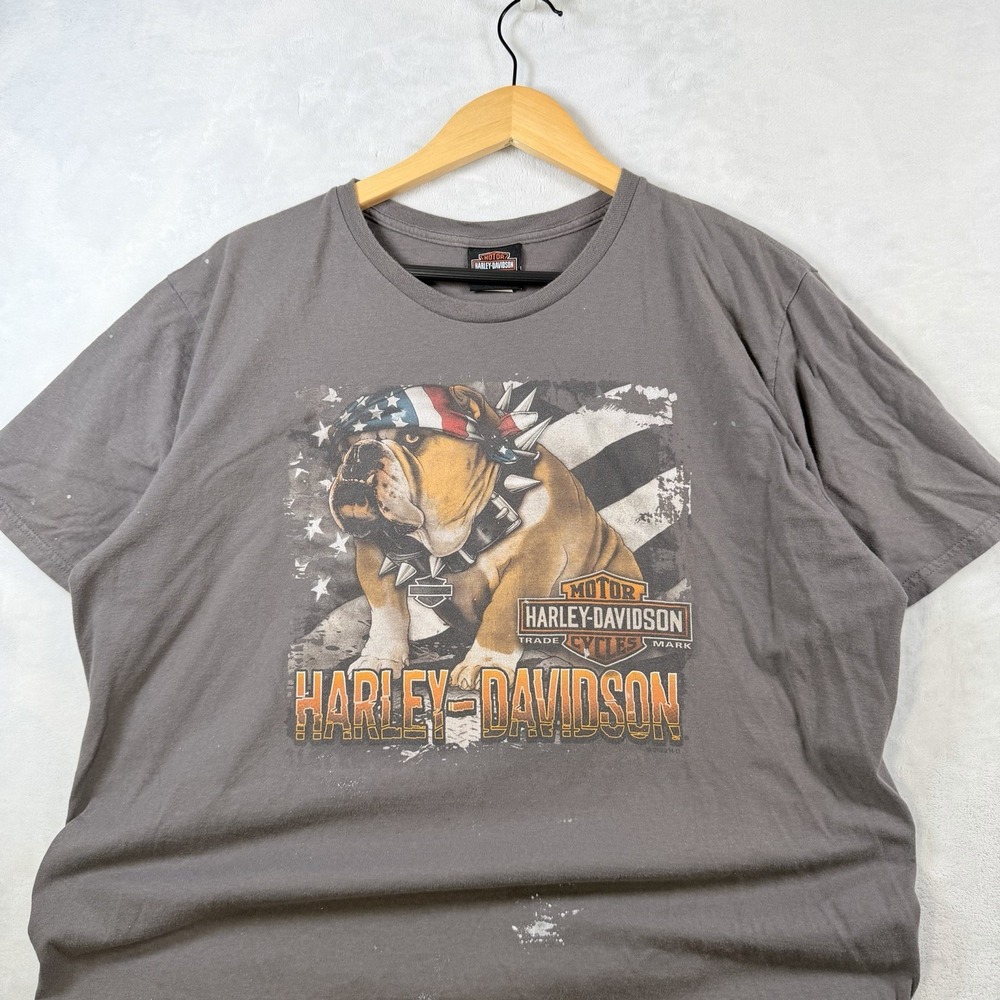 Harley Davidson Motorcycle Bulldog Animal Gray XL T-shirt